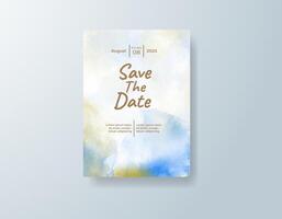 Classic watercolor wedding invitation card in dusty rose, featuring soft splashes of color against a white canvas. vector