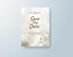 Minimalist watercolor wedding invitation card in sage green, featuring gold foil touches set on handmade paper. vector