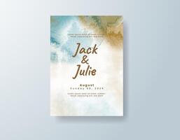 Rustic watercolor wedding invitation card in golden yellow, featuring subtle gradients on a translucent overlay. vector