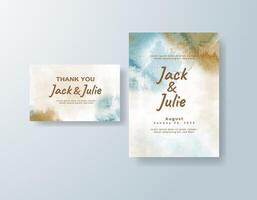 Elegant watercolor wedding invitation card in sage green, featuring subtle gradients set on handmade paper. vector