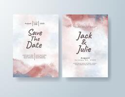 Artistic watercolor wedding invitation card in sky blue, featuring subtle gradients against a white canvas. vector