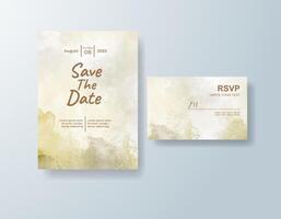 Minimalist watercolor wedding invitation card in sage green, featuring custom monogram art on textured paper. vector
