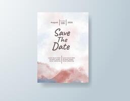 Rustic watercolor wedding invitation card in sage green, featuring gold foil touches on a translucent overlay. vector