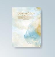 Green watercolor card with leaf-like flow, great for eco themes. vector
