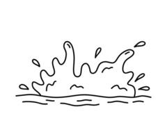 Splash of water with splatters, waves and drops isolated on a white background. hand-drawn illustration in doodle style. Perfect for decorations, logo, various designs vector