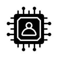 Premium glyph icon showing advanced microchip technology vector