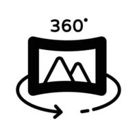 An editable glyph icon of immersive 360 view. vector