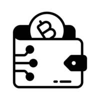 Premium glyph style icon of bitcoin wallet. vector