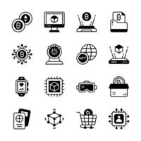 Get this trendy collection of metaverse technology glyph style icons vector