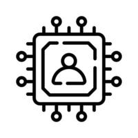 Premium linear icon showing advanced microchip technology vector