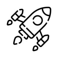 A premium linear icon of launching space rocket vector
