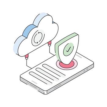 An editable icon of cloud security designed in isometric style vector