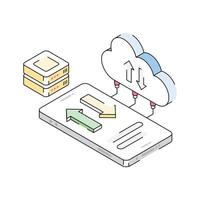 Check out our premium isometric icon depicting cloud transfer vector