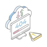 Premium isometric outline icon showing cloud error vector
