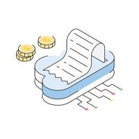 Ready to use isometric icon showing cloud invoice vector