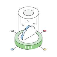 A handy isometric outline icon of cloud network vector