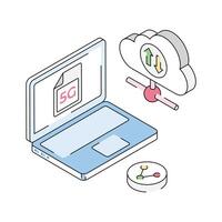 A captivating isometric style icon of shared cloud vector