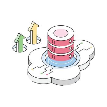 Get your hands on this isometric icon of cloud db vector