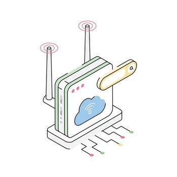 Visually engaging isometric icon showing internet device vector
