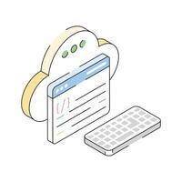 Get a sight of this modern isometric cloud coding icon vector