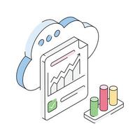Easy to edit icon of cloud report designed in isometric style vector