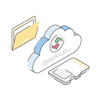 Cloud internet backup technology, icon designed in isometric style vector