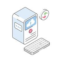 A handy isometric icon showing cloud processing unit vector