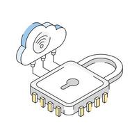 Well crafted isometric style icon of safe cloud lock vector
