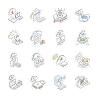 Get this modern collection of cloud technology isometric icons vector