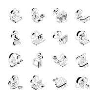 Premium Collection of Cloud Computing Isometric Icons vector