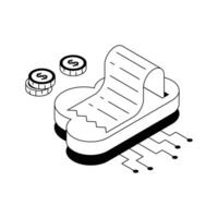 Ready to use isometric icon showing cloud invoice. vector