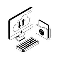Data transfer icon creatively designed in isometric style. vector