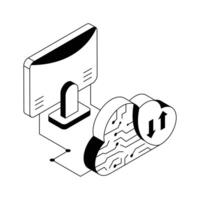 Have a look at this isometric icon denoting smart cloud technology. vector
