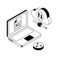 A captivating isometric style icon of shared cloud. vector