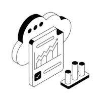 Easy to edit icon of cloud report designed in isometric style. vector