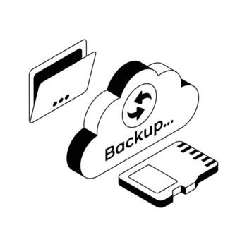 Cloud internet backup technology, icon designed in isometric style. vector