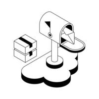 Trendy isometric icon of cloud mail, easy to edit design. vector