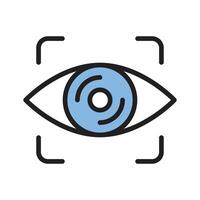 A modern line style icon showing eye scan technology vector