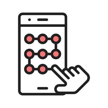 Check out our premium line style icon of mobile pattern unlock vector