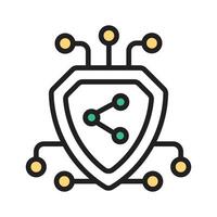 Check this modern line icon of cybersecurity shield with nodes vector