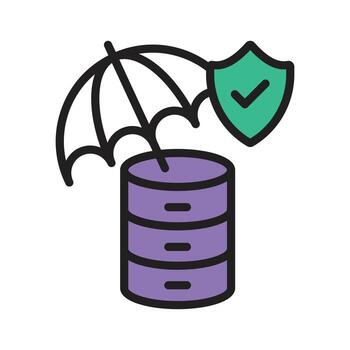 Ready to use outline style icon of secure database under umbrella vector