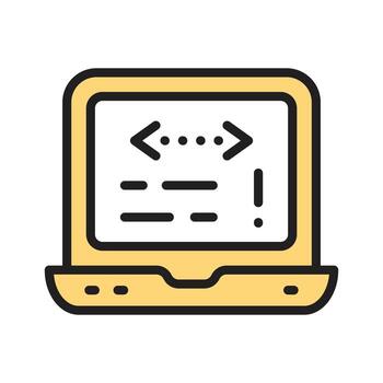 Get a sight of this captivating line icon showing laptop coding vector