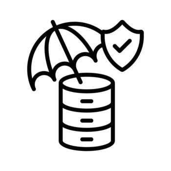 Ready to use outline style icon of secure database under umbrella. vector