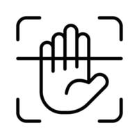 Palm scan icon creatively designed in outline style. vector