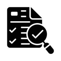 A customizable glyph style icon depicting verification audit vector