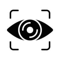 A modern glyph style icon showing eye scan technology vector