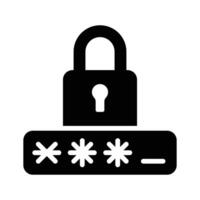 Latest glyph style icon showing password protection vector