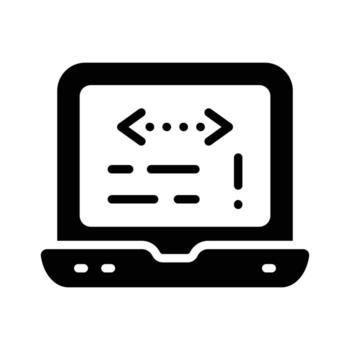 Get a sight of this captivating glyph icon showing laptop coding vector