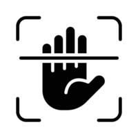 Palm scan icon creatively designed in glyph style vector