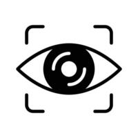 A modern glyph style icon showing eye scan technology. vector